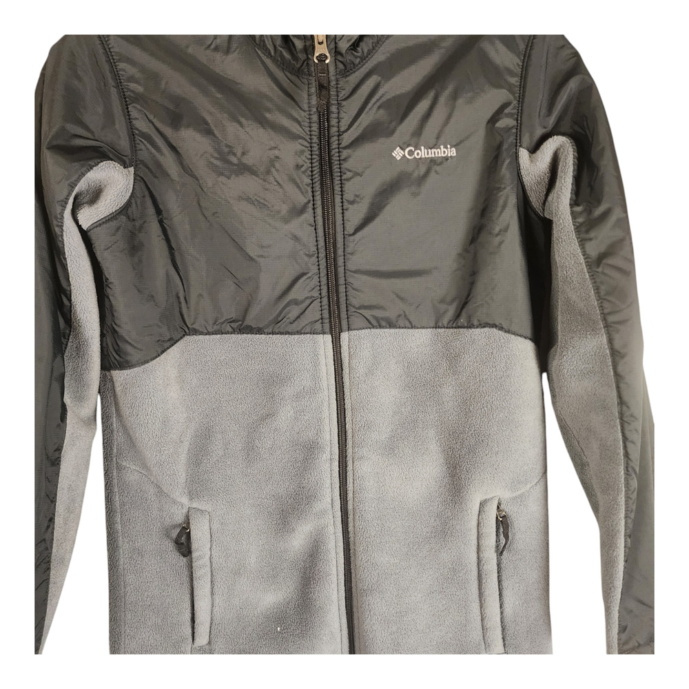Columbia Jacket Fleece Youth Large (14/16) Soft Shell Gray & Black Full-Zip - Picture 2 of 4